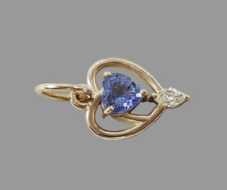 Heart Blue Sapphire Diamond 14k Gold Pendant