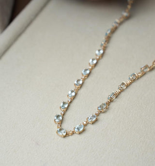 14K Gold Aquamarine Necklace With Diamonds