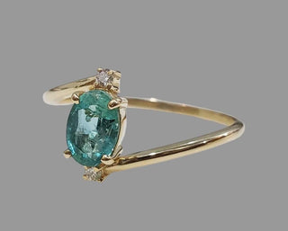 Natural Emerald Diamond 14K Gold Ring