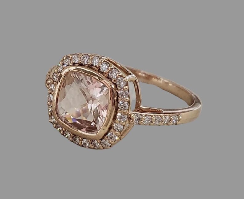 Peach Morganite Diamond Ring in 18k Rose Gold