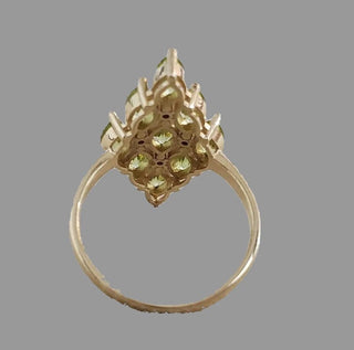 14K Gold Natural Green Peridot and Diamond Ring