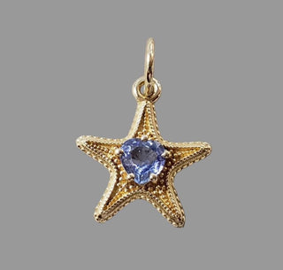 14K Gold Blue Sapphire Star Pendant