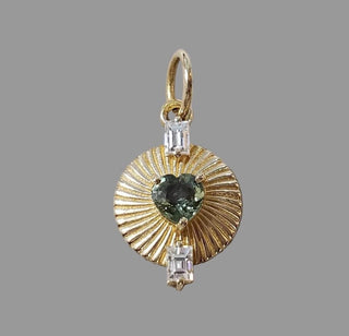 14K Gold Green Sapphire & Diamond Pendant