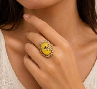14K Gold Mexican Opal & Diamond Ring, Vintage Filigree