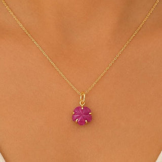 18K Gold Ruby Charm Pendant