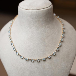 14K Gold Aquamarine Necklace With Diamonds