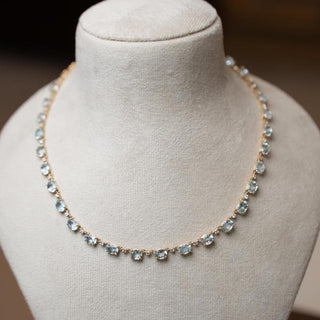 14K Gold Aquamarine Necklace With Diamonds