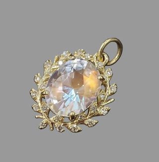 14K Gold Madagascar Moonstone & Diamond Pendant