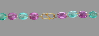 14K Gold Lab Grown Emerald & Tourmaline Necklace
