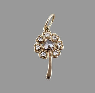 Natural Brown Diamond Pendant, 14K Gold Floral Design