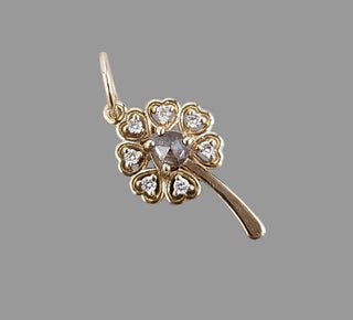 Natural Brown Diamond Pendant, 14K Gold Floral Design