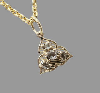 14K Gold Brown Rose Cut Diamond Pendant