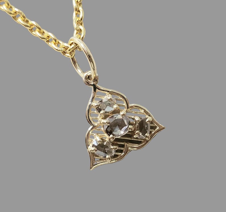14K Gold Brown Rose Cut Diamond Pendant