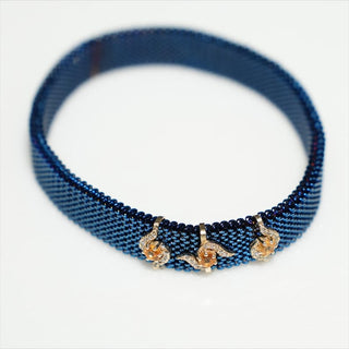 14K Gold Fanta Garnet & Natural Diamond Stretch Bracelet