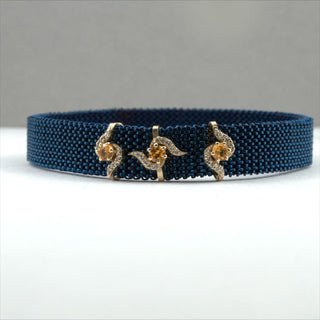 14K Gold Fanta Garnet & Natural Diamond Stretch Bracelet