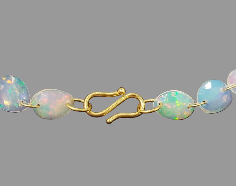 14K Gold Multi Fire Opal Bracelet, Natural Ethiopian Opal