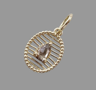Pendentif Fleur de Lotus en or 14 carats : Diamant brun taille rose, Bijou fait main