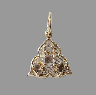 14K Gold Brown Rose Cut Diamond Pendant