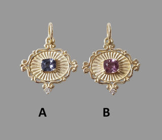 Charm spinelle rose en or 14 carats
