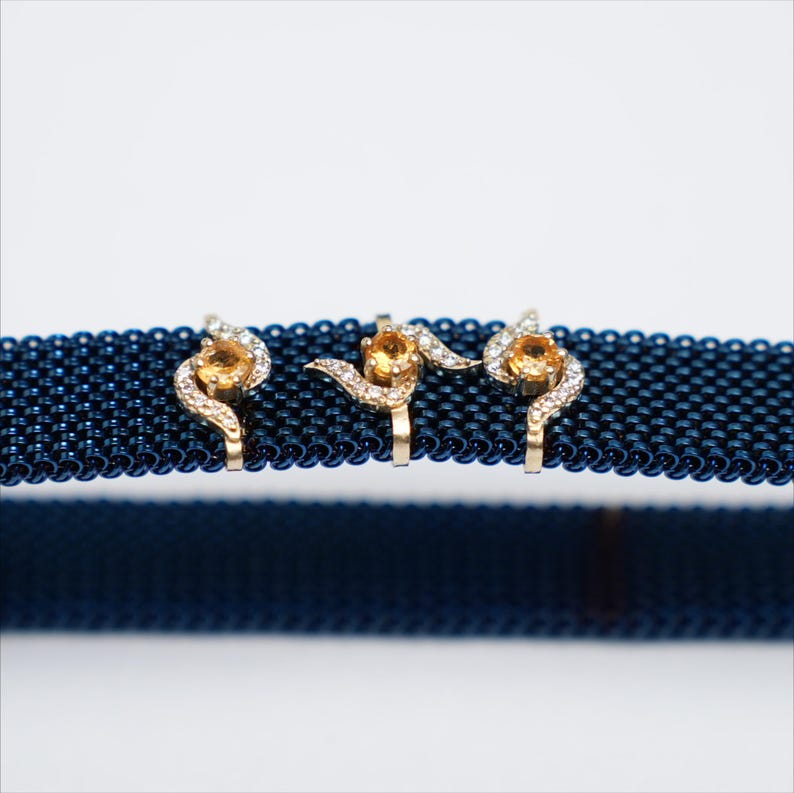 14K Gold Fanta Garnet & Natural Diamond Stretch Bracelet