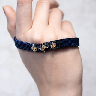 14K Gold Fanta Garnet & Natural Diamond Stretch Bracelet
