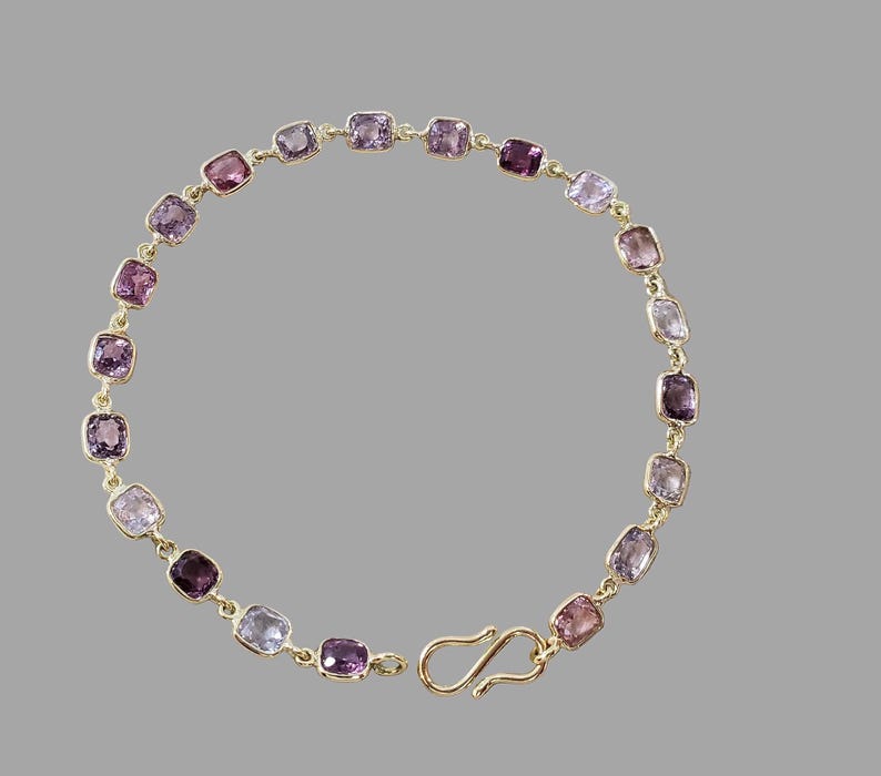 14K Gold Multi Spinel Gemstone Bracelet