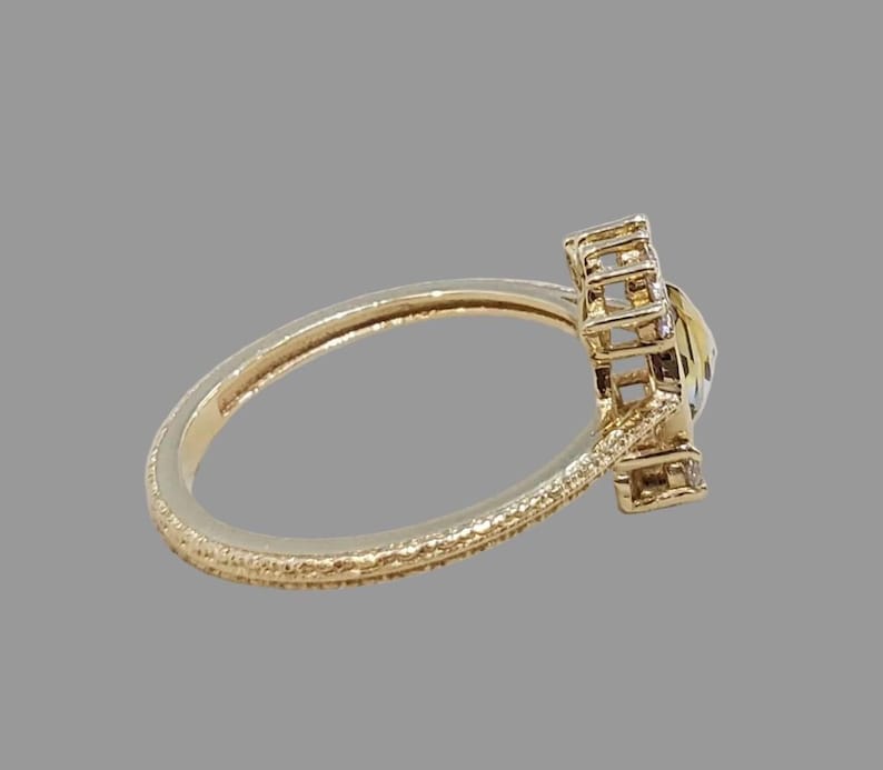 Bi Color Sapphire With Diamond 14k Gold Ring