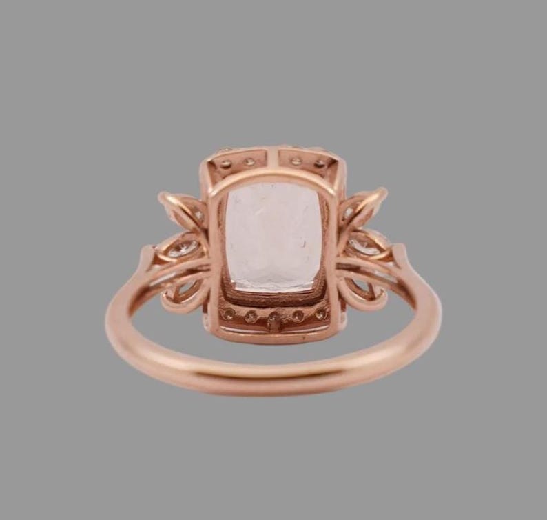 Rose gold morganite ring with marquise diamond petals
