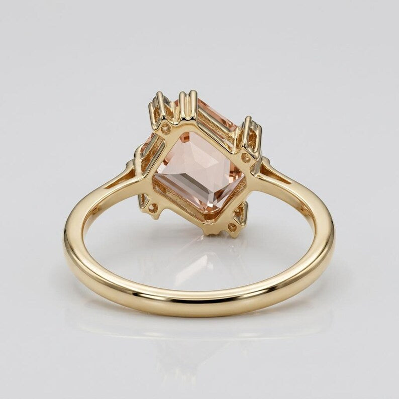 November birthstone ring in peach topaz, side view