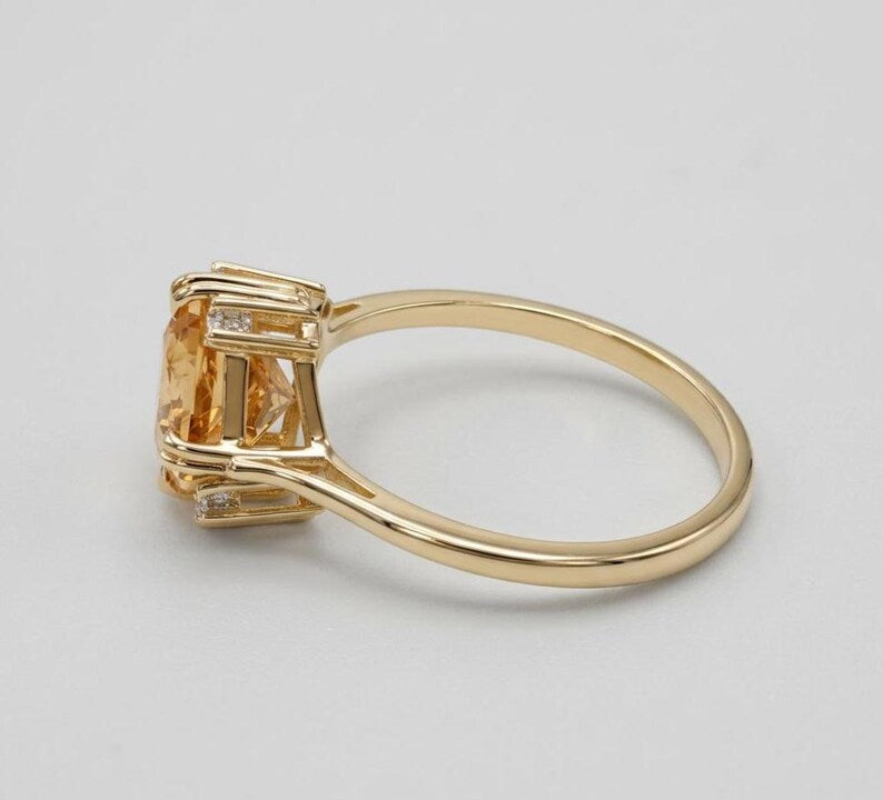 Champagne topaz ring with diamond accents