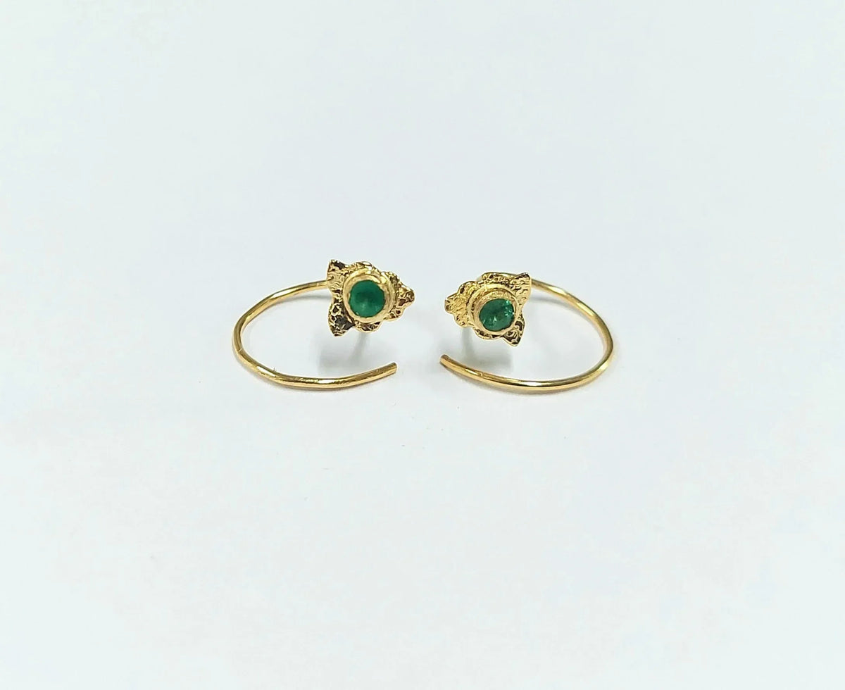 18k Gold Twisted Earrings: Zambian Emerald Earwire - K Jewelry Accessories