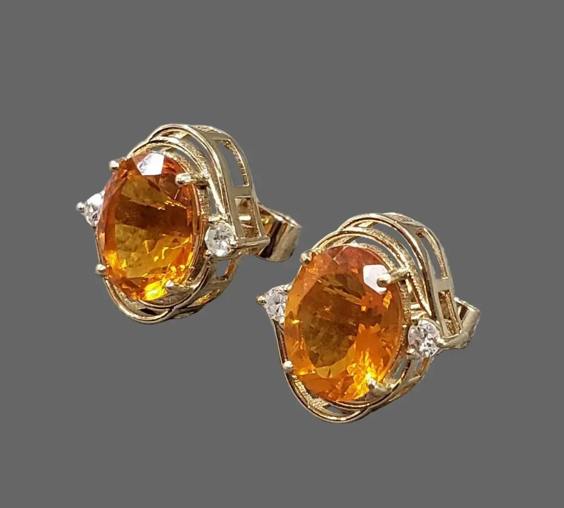 14k Gold Opal Stud with Diamond Accents - K Jewelry Accessories