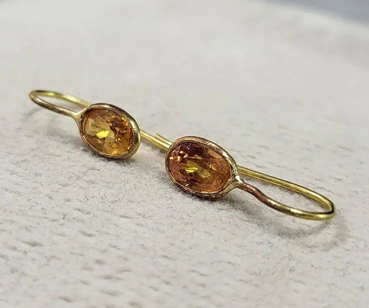 Handmade 18k Gold Orange Sapphire Earrings - K Jewelry Accessories