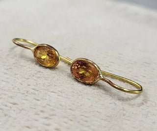 Handmade 18k Gold Orange Sapphire Earrings - K Jewelry Accessories