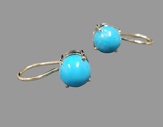 14k Gold Turquoise Leverback Earrings: Handmade Gemstone Jewelry - K Jewelry Accessories