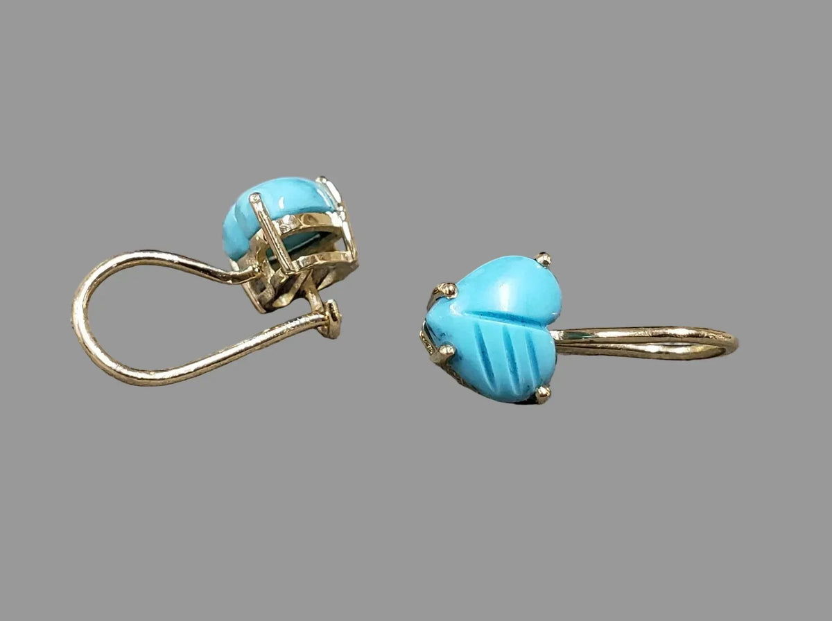 Minimalist 14k Gold Arizona Turquoise Heart Earrings - K Jewelry Accessories