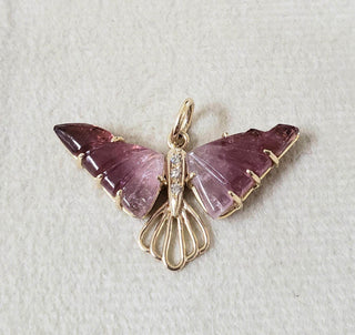 Butterfly Pink Tourmaline 14k Gold Pendant - K Jewelry Accessories