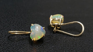 14k Gold Leverback Opal Earrings: Heart Shape Gemstone Jewelry - K Jewelry Accessories