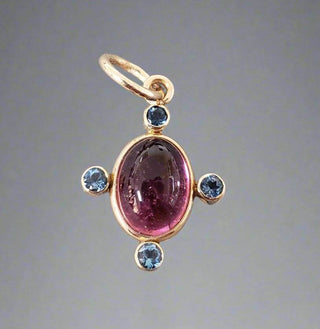 Oval Pink Tourmaline & London Blue Topaz Gold Pendant - K Jewelry Accessories