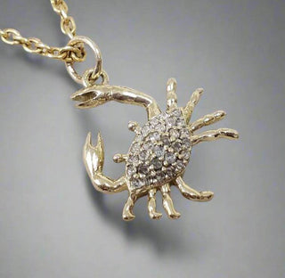 Crab 14k Gold Pendant, Natural Rose Cut Diamond, - K Jewelry Accessories