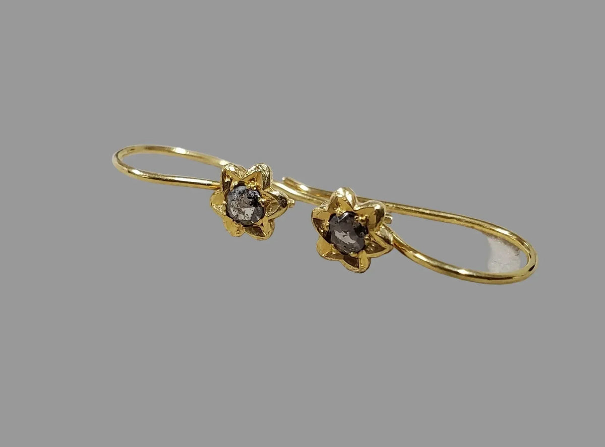 Tiny Rose Cut Diamond 18k Gold Earwire Earrings - K Jewelry Accessories