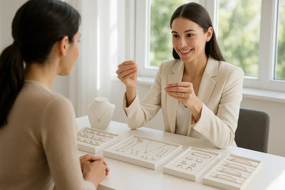jewelry styling consultation in bright light 