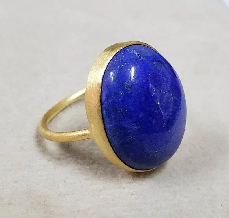 Handmade Solid Gold Lapis 14k Ring - K Jewelry Accessories