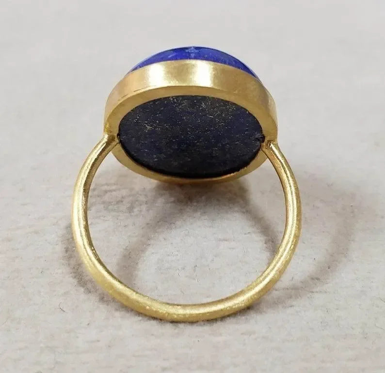 Handmade Solid Gold Lapis 14k Ring - K Jewelry Accessories