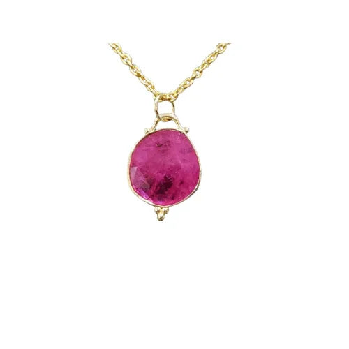18 Karat Gold-Anhänger mit Rubin und Diamant im Rosenschliff