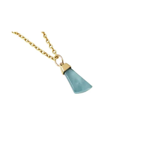 14k Gold Aquamarine Pendant – Geometric Blue Gemstone, Minimalist Jewelry