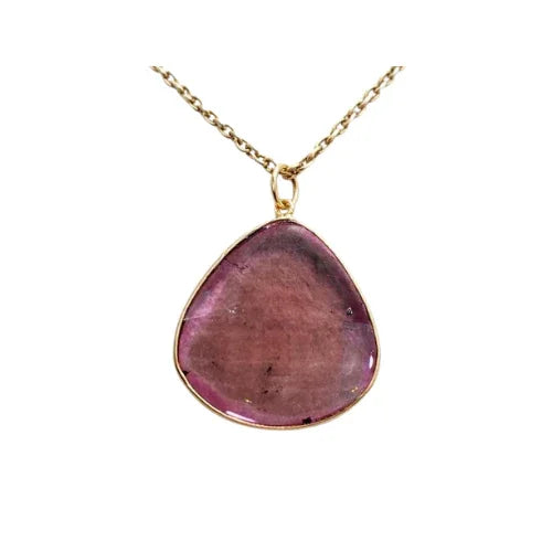 Rare Pink Tourmaline 18k Gold Pendant : One-of-a-kind Stone