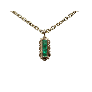 Natural Emerald Bezel Pendant in 14k Gold