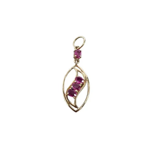 Natural Ruby Pendant in 14K Gold, Mini Oval Gemstone