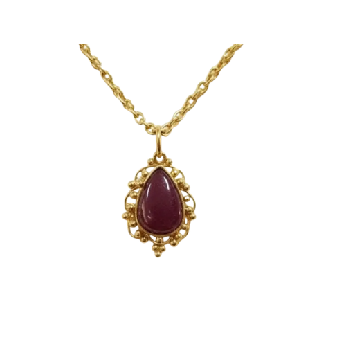 18k Gold Pear Ruby Pendant, Designer Gold Jewelry